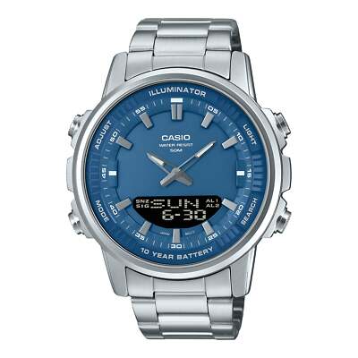 Casio Blue AMW880D-2A1 Ana-Digi Sporty Design Stainless Steel Band Watch