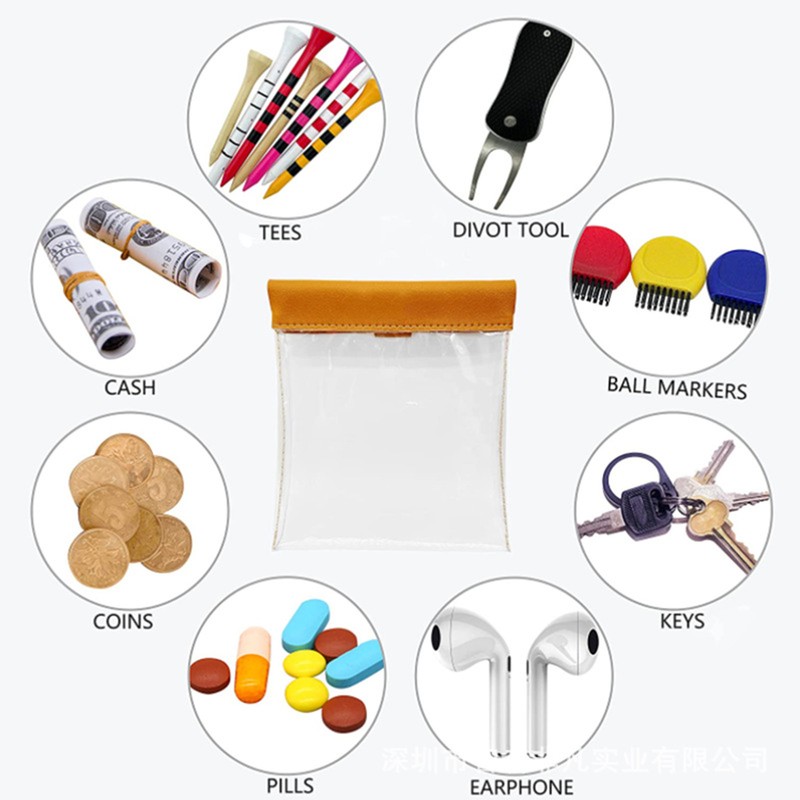 Golf Pouch Bag Golf Ball Accessories Pouch Clear Transparent Squeeze Top Pocket