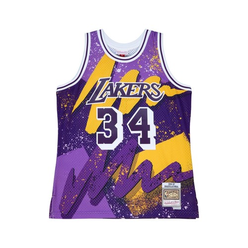 

Мужская футболка Mitchell - Ness NBA HYPER HOOPS SWINGMAN LAKERS 96 SHAQUILLE ONEAL, Purple/yellow