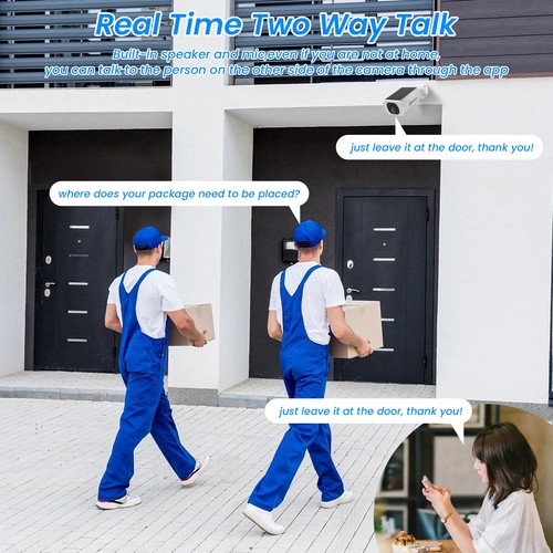 Wireless Solar Battery Powered Wifi Home Security Camera System Outdoor Audio IR