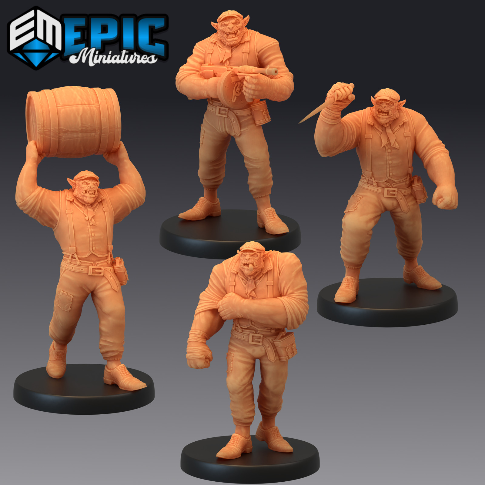 Orc Henchman, Dungeons & Dragons Miniature, D&D Fantasy Orc, Epic Miniatures