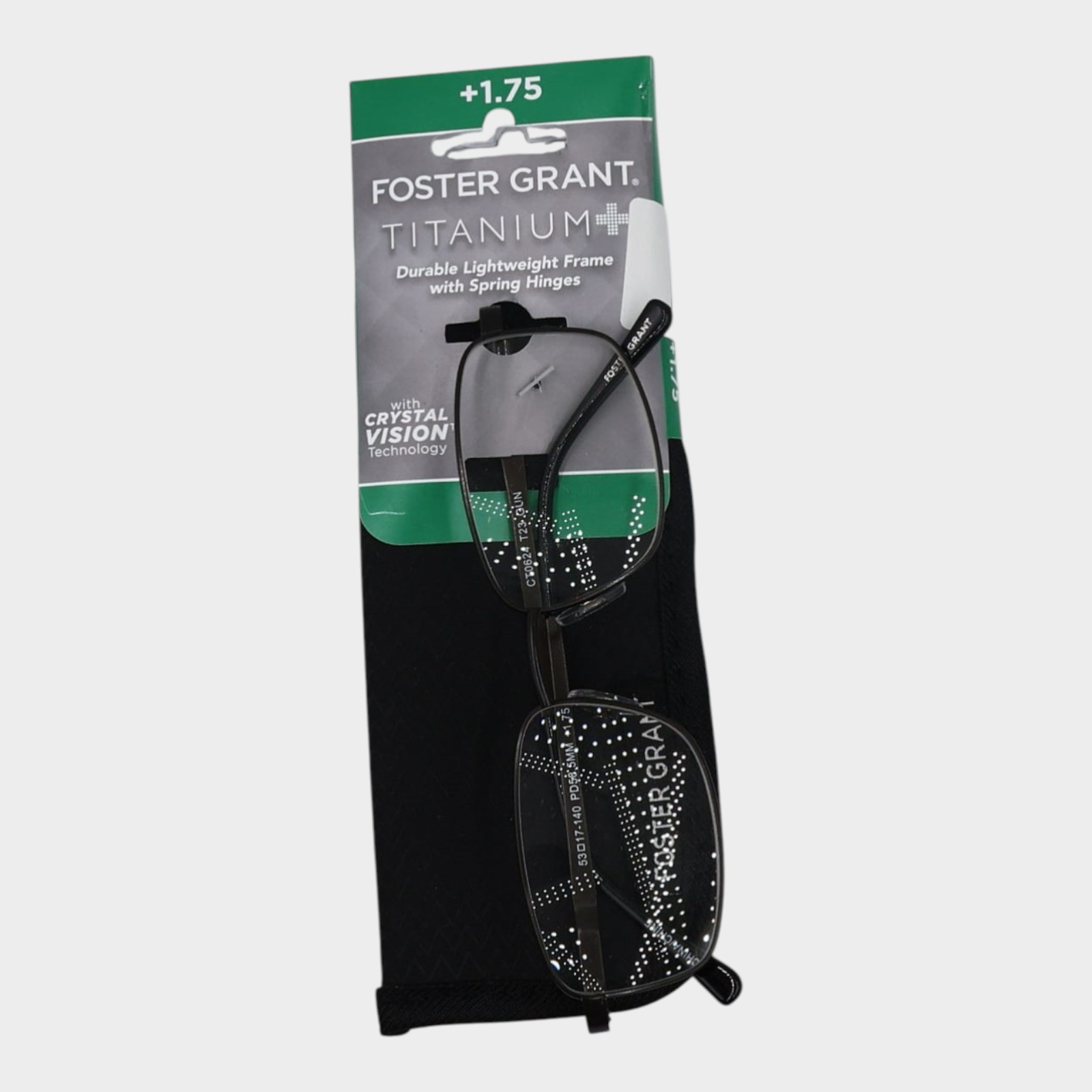 Foster Grant Mens Titanium Durable Lightweight Frame w/ Crystal Vision Tech 1.75