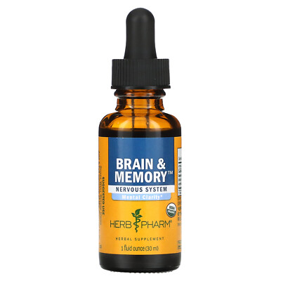 Herb Pharm Brain Memory Nervous System 1 жидкая унция 30 мл Без глютена, органический