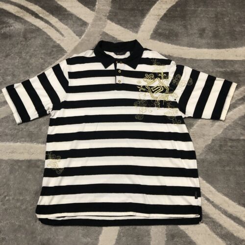 Sean John Polo Shirt Men XL Black White Striped Embroidered Sean John Polo Shirt Men XL Black White Striped Embroidered