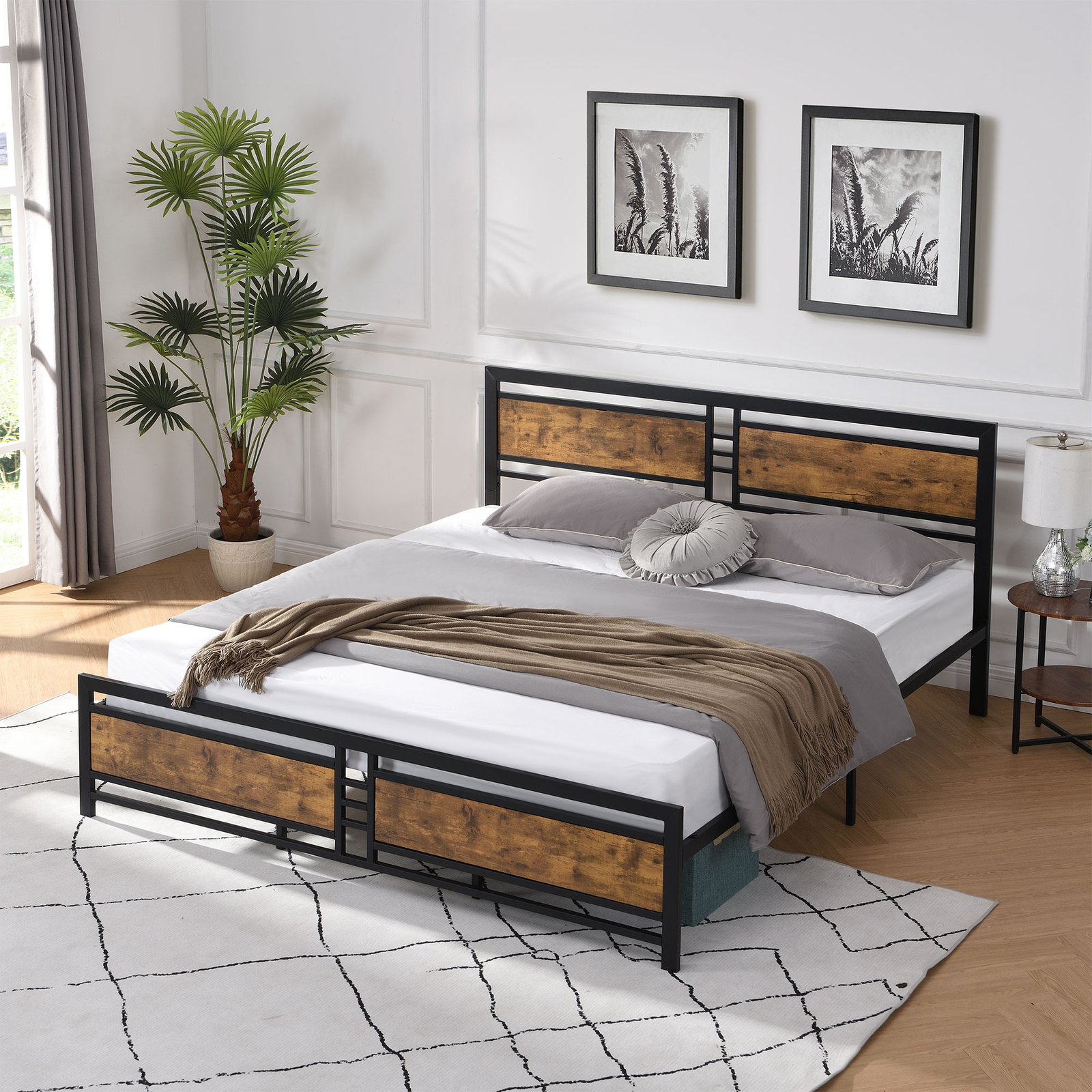With Wood Headboard And Footboard