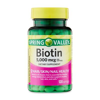 Biotin 5,000 Mcg Hair Skin Nails Energy Metabolism Health Support, 120 Softgels