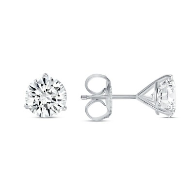 Pre-owned Shine Brite With A Diamond 6 Ct Round Earrings Studs Solid 14k White Gold Brilliant Cut Push Back Martini In White/colorless