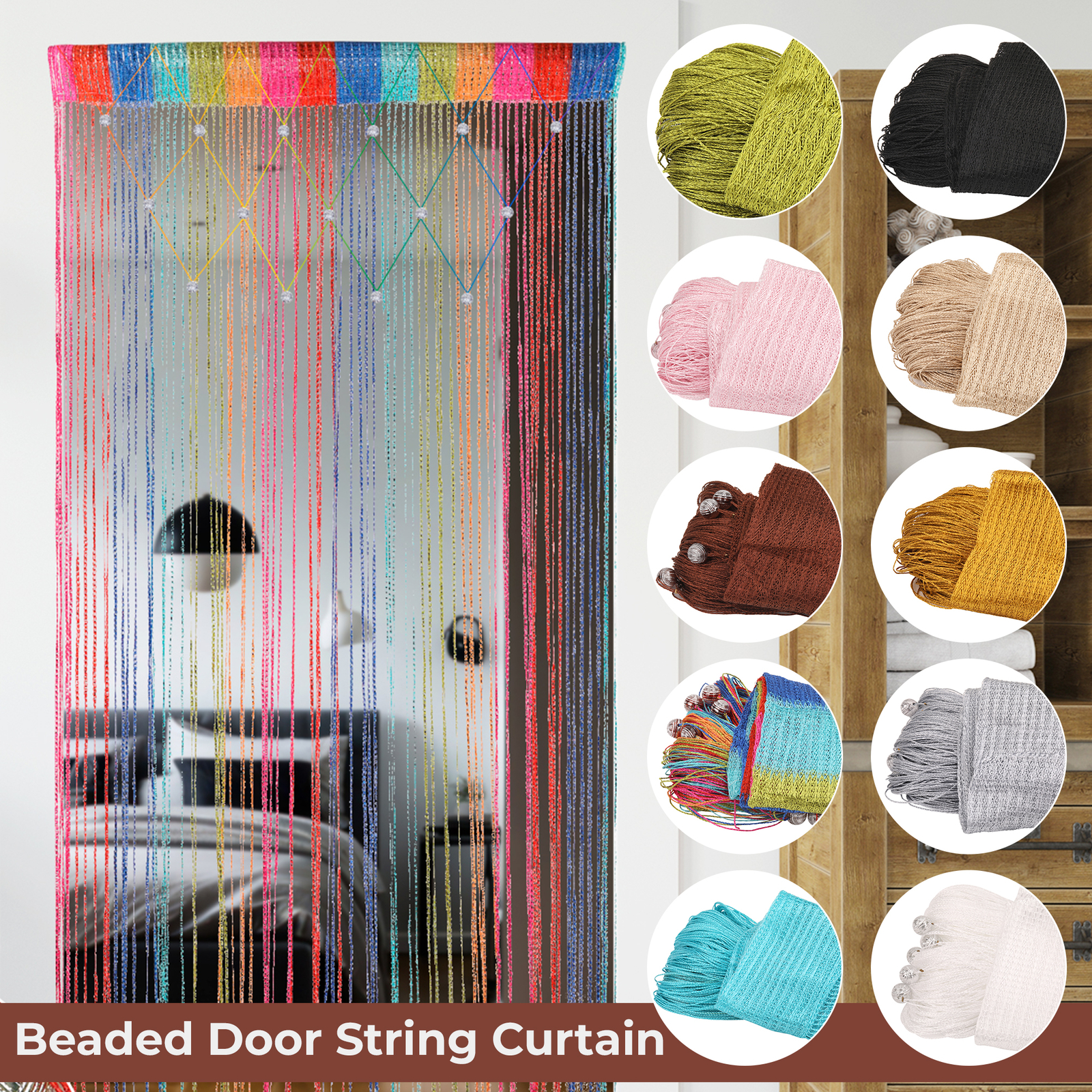 Craft Shop Beaded String Curtain Türvorhang Fliegengitter Raumteiler 1m x 2m