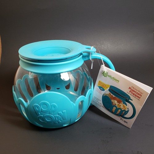 Ecolution Micro-Pop 1.5 Qt Microwave Popcorn Popper Glass - 1 Pack Teal