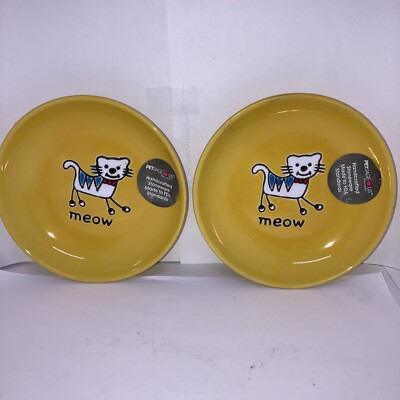 11019 Silly Kitty Dishwasher and Microwave Stoneware Cat Saucer (2)