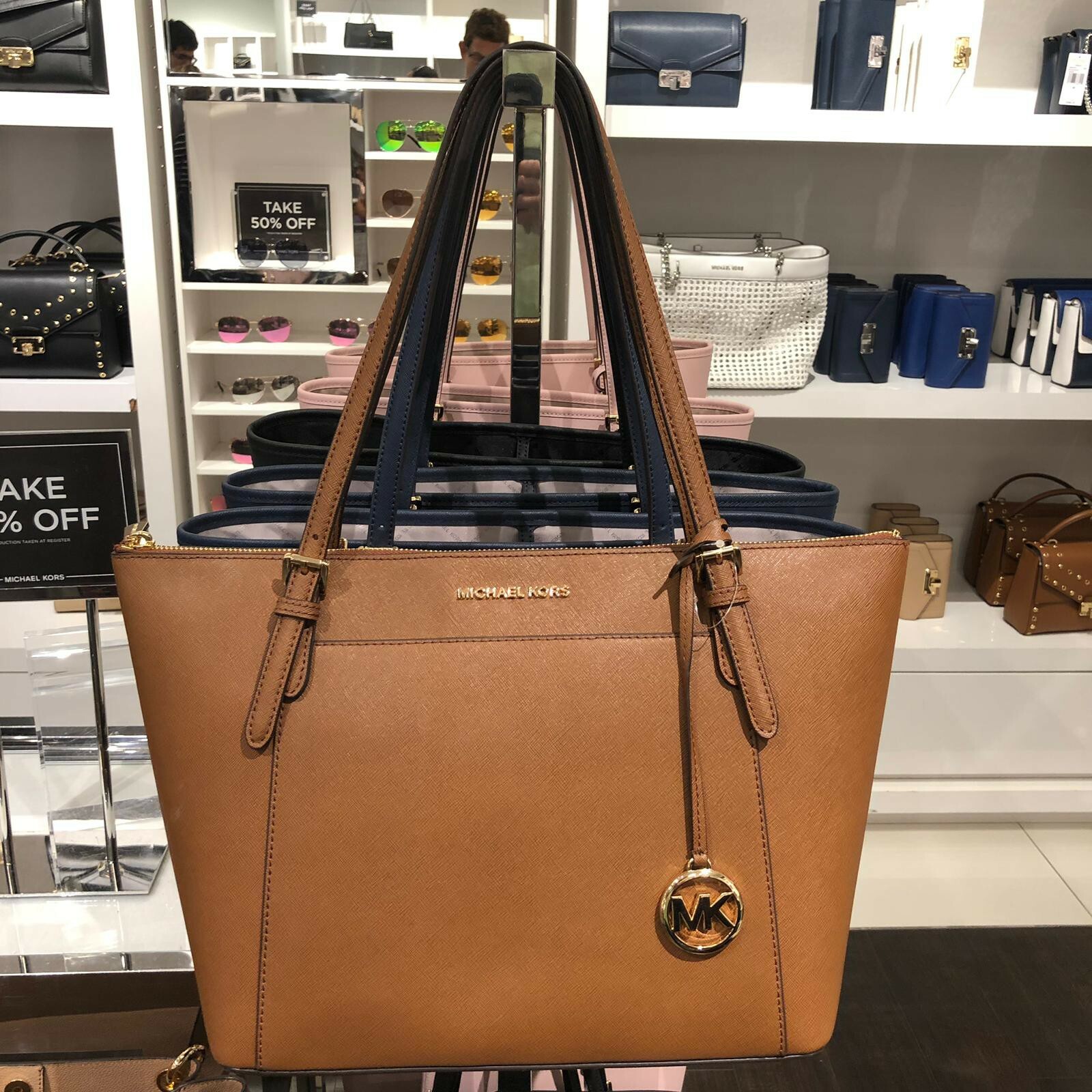 michael kors red and brown purse