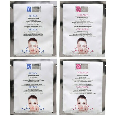 Global Beauty Care Retinol & Collagen Face Mask Set 4 Anti-Aging Treatment Serum
