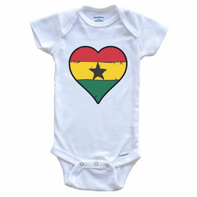 Ghana Heart Ghanaian Flag Baby Bodysuit