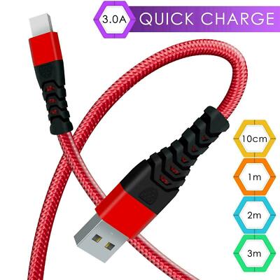 Heavy Duty Braided 3M 2M USB Charger Cable For iPhone 14 13 12 SE 11 PRO 8 7 6 X