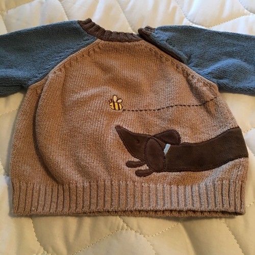 Gymboree Baby Boy Sweater 3-6M Brown Blue Dachshund