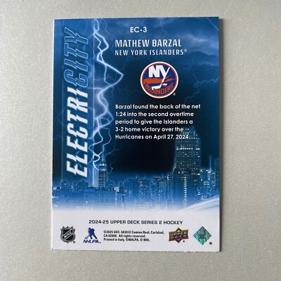2024 Upper Deck Series 2 #EC-3 Mathew Barzal Electricity