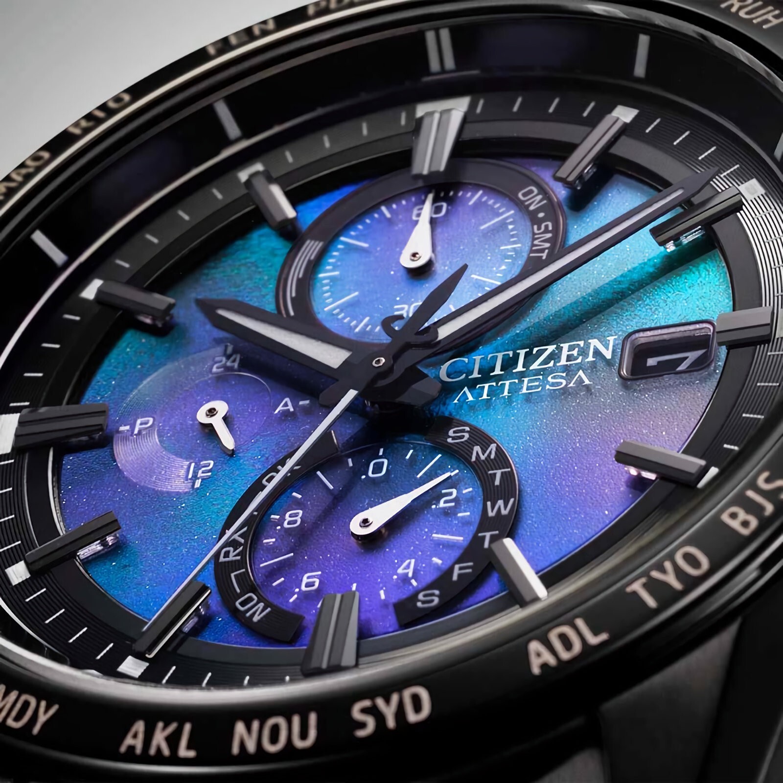 Pre-owned Citizen Attesa At8285-68z Hakuto-r Purple Dial Titanium Watch Limited 2700 Pcs