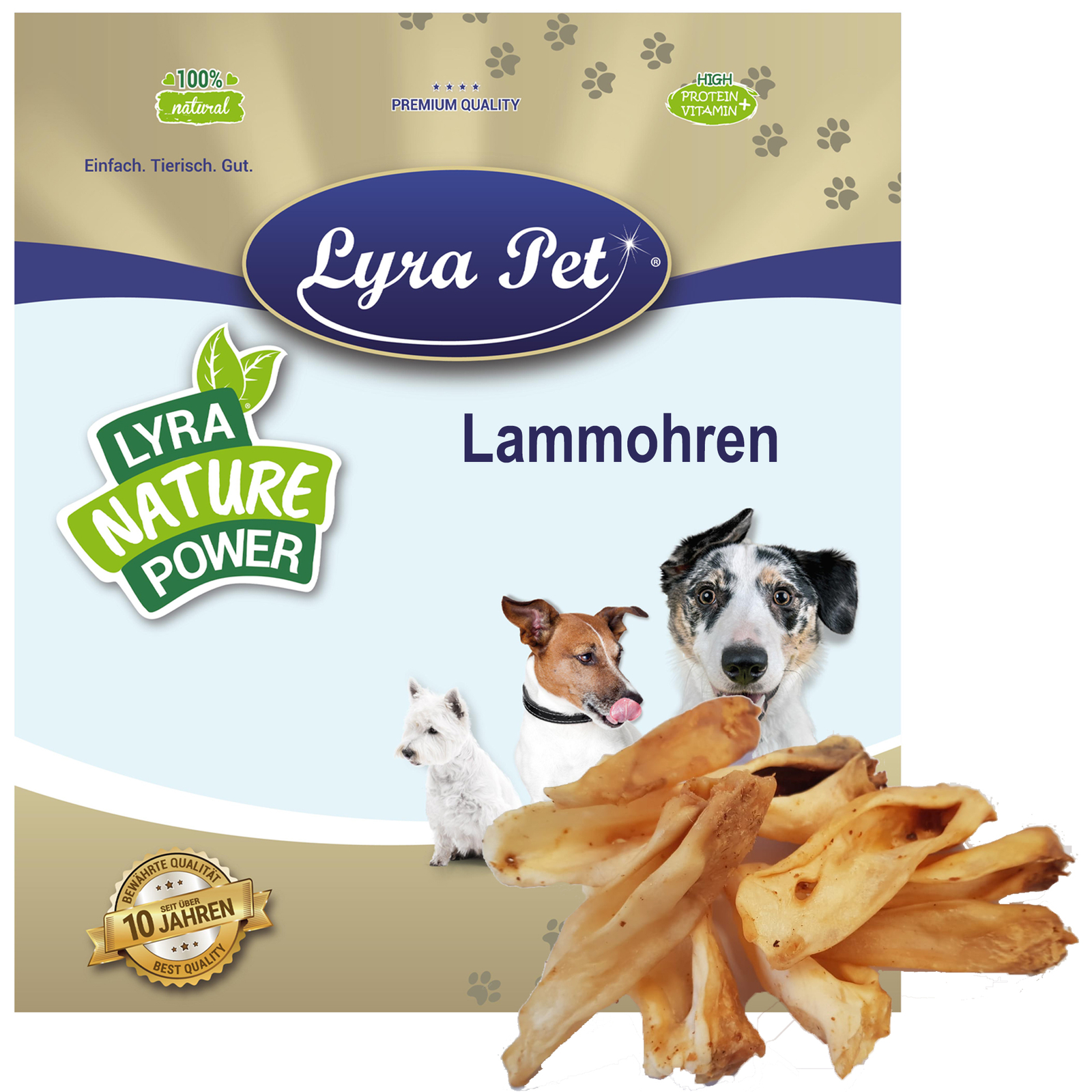 100 Lammohren getrocknet Hundefutter Belohnung wie Rinderohren Lamm Lyra Pet®