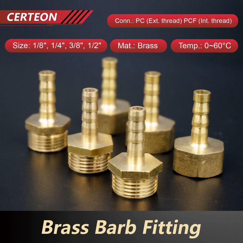 PC PCF brass barbed hose connector 1/2” straight fitting with male thread female