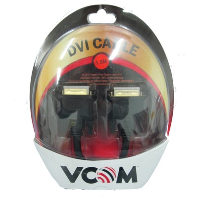 VCOM DVI-D (M) to DVI-D (M) 1.8m Black Retail Packaged Display Cable