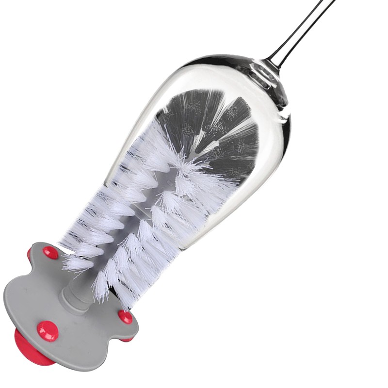 1* Water Bottle Cleaning Brush Glass Cup Washer Suction Base 360 Degrees Bristle