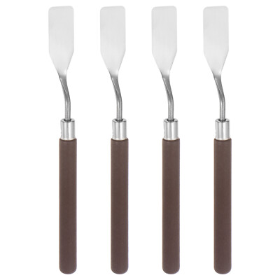 4pcs 16mm No.1 Painting Palette Knives Stainless Steel Spatula Red Wood Handle