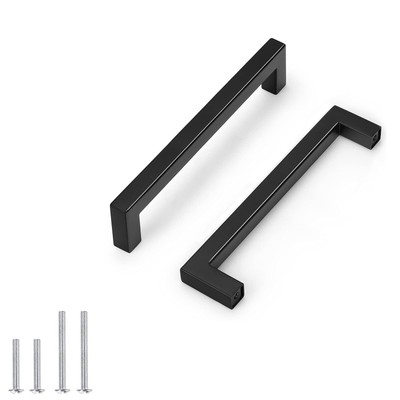 5 Pack Probrico Black Square Kitchen Cabinet Pulls,Hole Centers 6.25inch Stai...