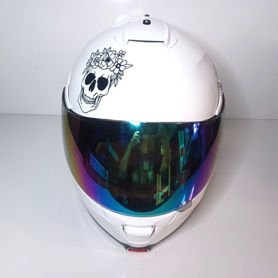 Motorcycle Helmet HJC IS-MAX II Yamaha Case Gloves Large 7 3/8-1/2 Skull Moon