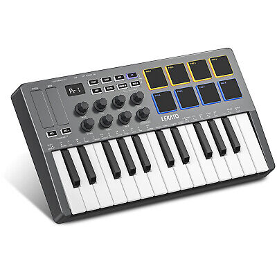 LEKATO USB 25 Key MIDI Keyboard Controller Bluetooth 8 RGB Backlit Trigger Pads