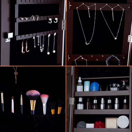 Jewelry Armoire Cabinet Free Standing Storage Organizer with Full Length Mirror