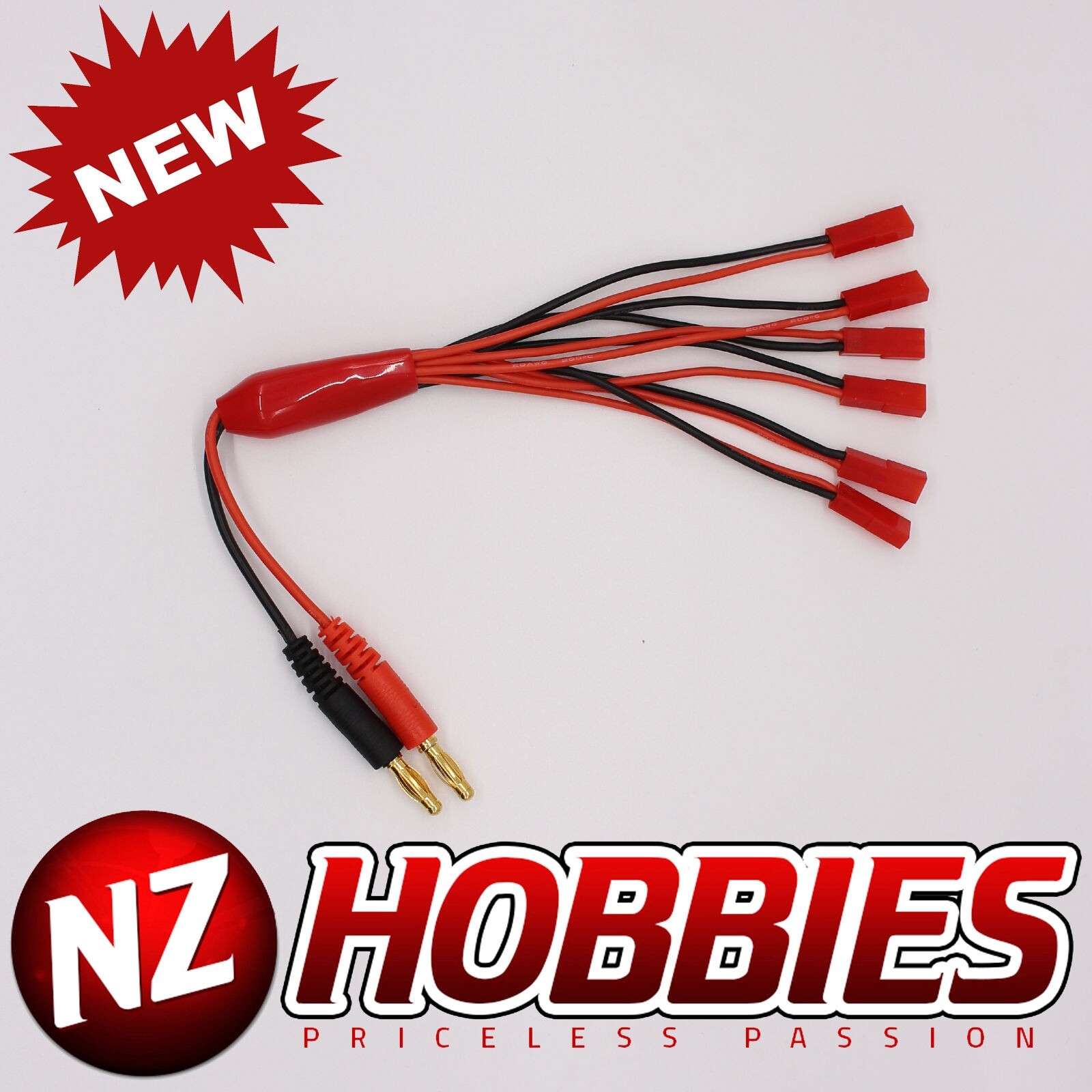 NZHOBBIES Banana Plug 4mm to 6 JST Parallel Lipos Charging Adapter # NZ0093