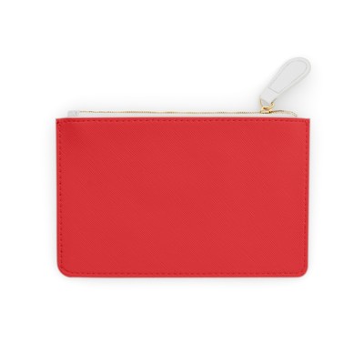 Solid Red Leather Mini Clutch Handbag, Stadium Approved