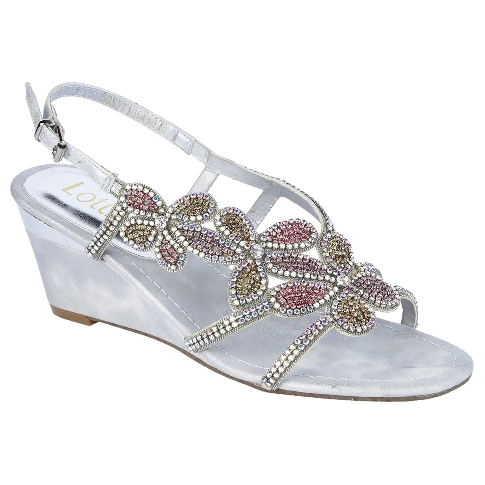 silver diamante wedges