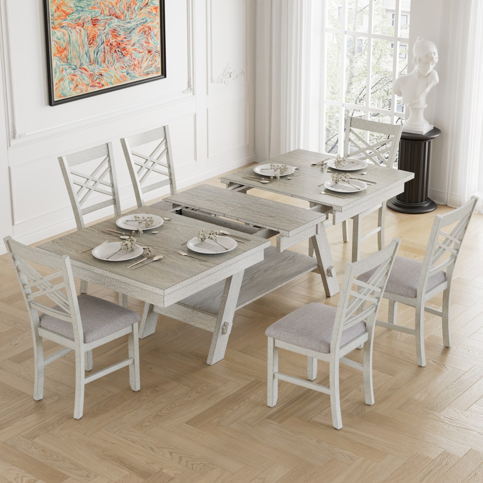 ボーイズラブ 15巻セット 7 Pieces Solid Wood Dining Table Set Adjustable Kitchen
