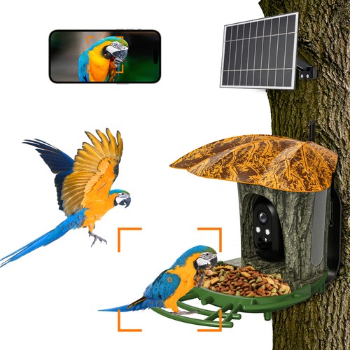Solar Smart Bird Feeder with Outdoor Security Camera APP Night Vision Bird IP65