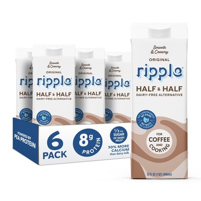 Ripple Half & Half Plant Based Milk | 8g of Quality Sourced Pea Protein Calci...