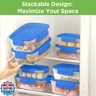 Aspinol 10-Pack Food Storage Containers with Airtight Leakproof Lids, BPA-Free Meal Prep Containers for Microwave/Dishwasher/Freezer, Blue, 47.3oz Each