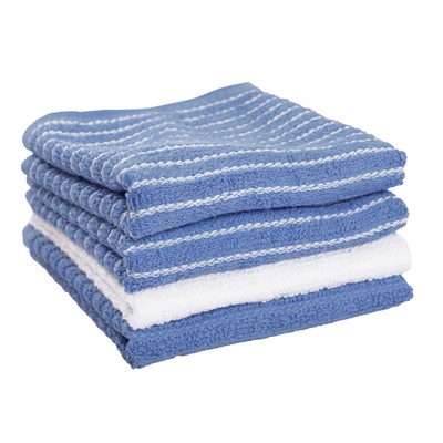 Ritz Horizontal Stripe Bar Mop Light Blue 4 Towel Set