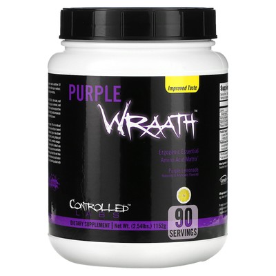 Controlled Labs Purple Wraath Purple Lemonade 2 44 фунта 1108 г без кофеина и