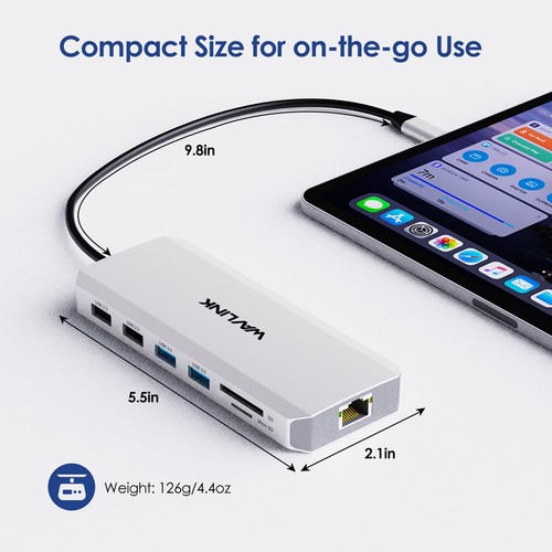 WAVLINK 100W USB C Hub Triple Monitor Laptop Docking Station 4K HDMI Dual 4K DP