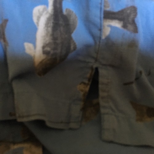 Columbia-100% Cotton Shirt-Men’s-Blue Bass Print-River Lodge Wear-Size 2XL