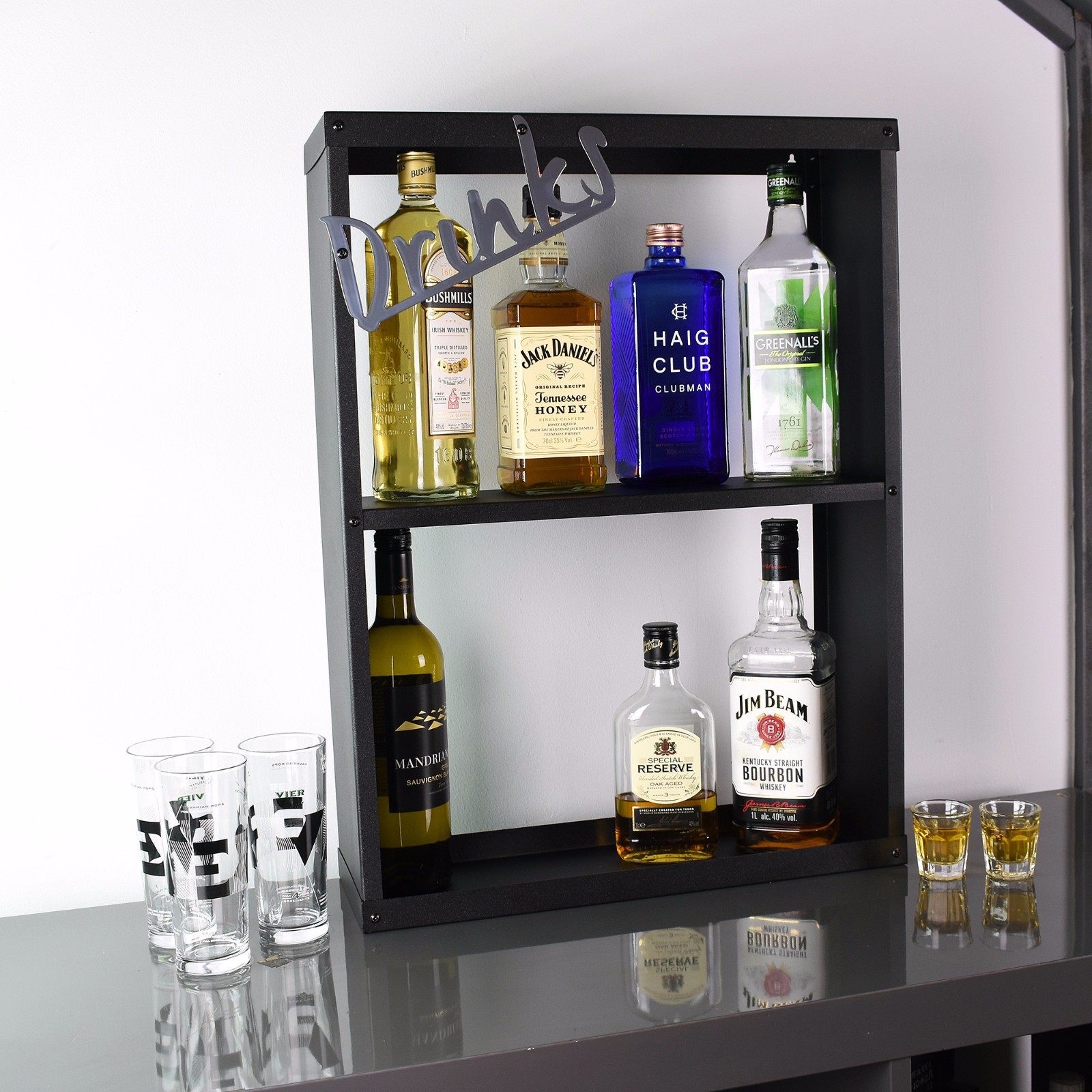 Drinks Cocktail Spirits Wine Shelf Shelving Storage Rack Wall