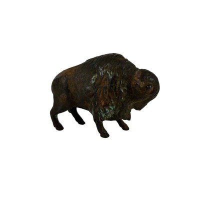 Vintage Iron Buffalo Piggy Bank Split Halves to Open 4.5'' x 3.5'' Cast Metal