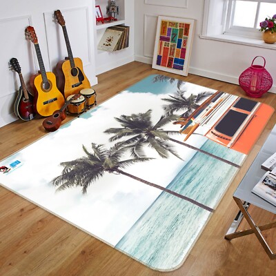3D Coconut Tree Sea NBC193 Game Rug Mat Elegant Photo Carpet Mat Fay 2023