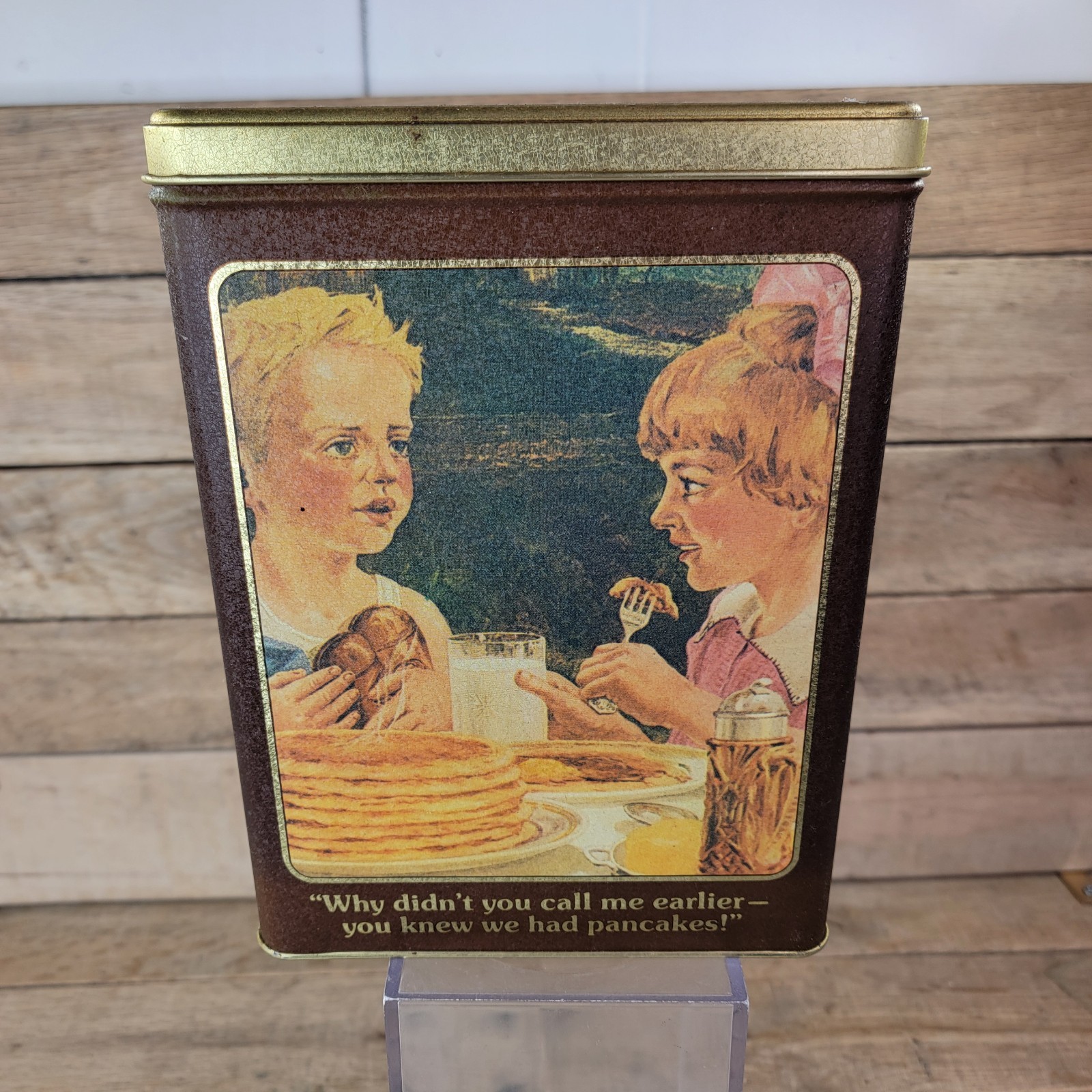 Vintage Hungry Jack Pancake Mix Tin Pillsbury Richard Ferrell Art Retro Kitchen