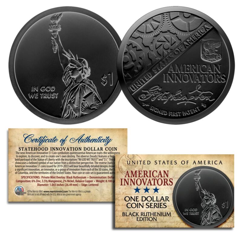 American Innovation State $1 Dollar Coin Series 2018 1st Release BLACK RUTHENIUM