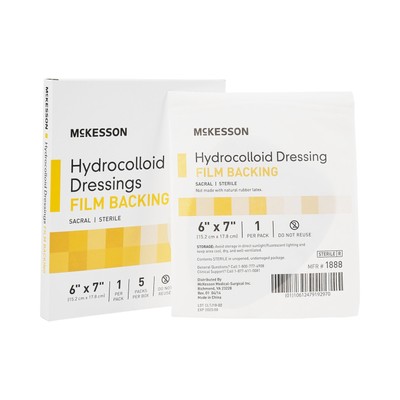McKesson Hydrocolloid Dressing 6 x 7'' Sacral Waterproof Film Backing 5 per Box