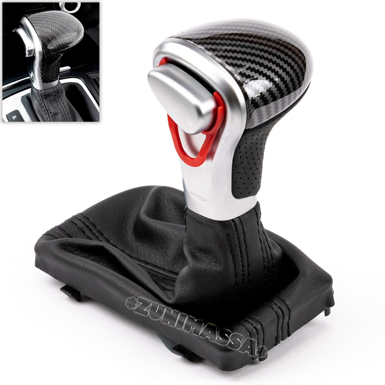 AUTOMATIQUE CARBON PERFORÉ POMMEAU LEVIER DE VITESSE SOUFFLET pour AUDI A4 A5 B8