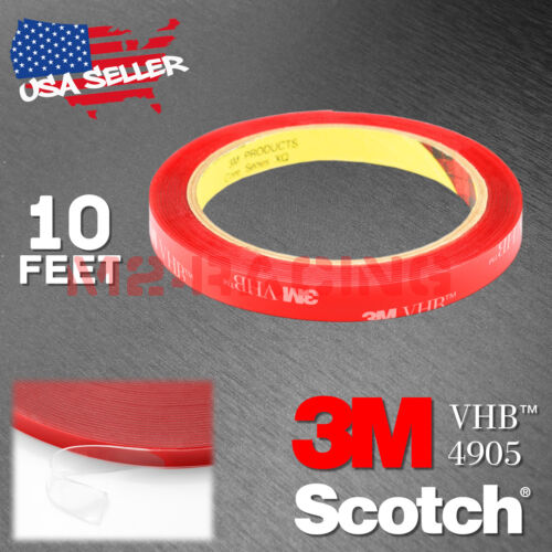 Size:7/16" (10mm):**10 Feet**Genuine 3M VHB #4905 Double-Sided Mounting Acrylic Foam Tape Adhesive