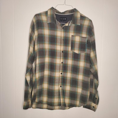 Ocean Current Mens XL Plaid Long Sleeve Button Down Grunge Punk Nirvana 90s Vibe